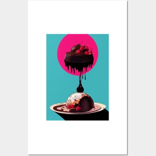 Melting chocolate lava cake Posters and Art